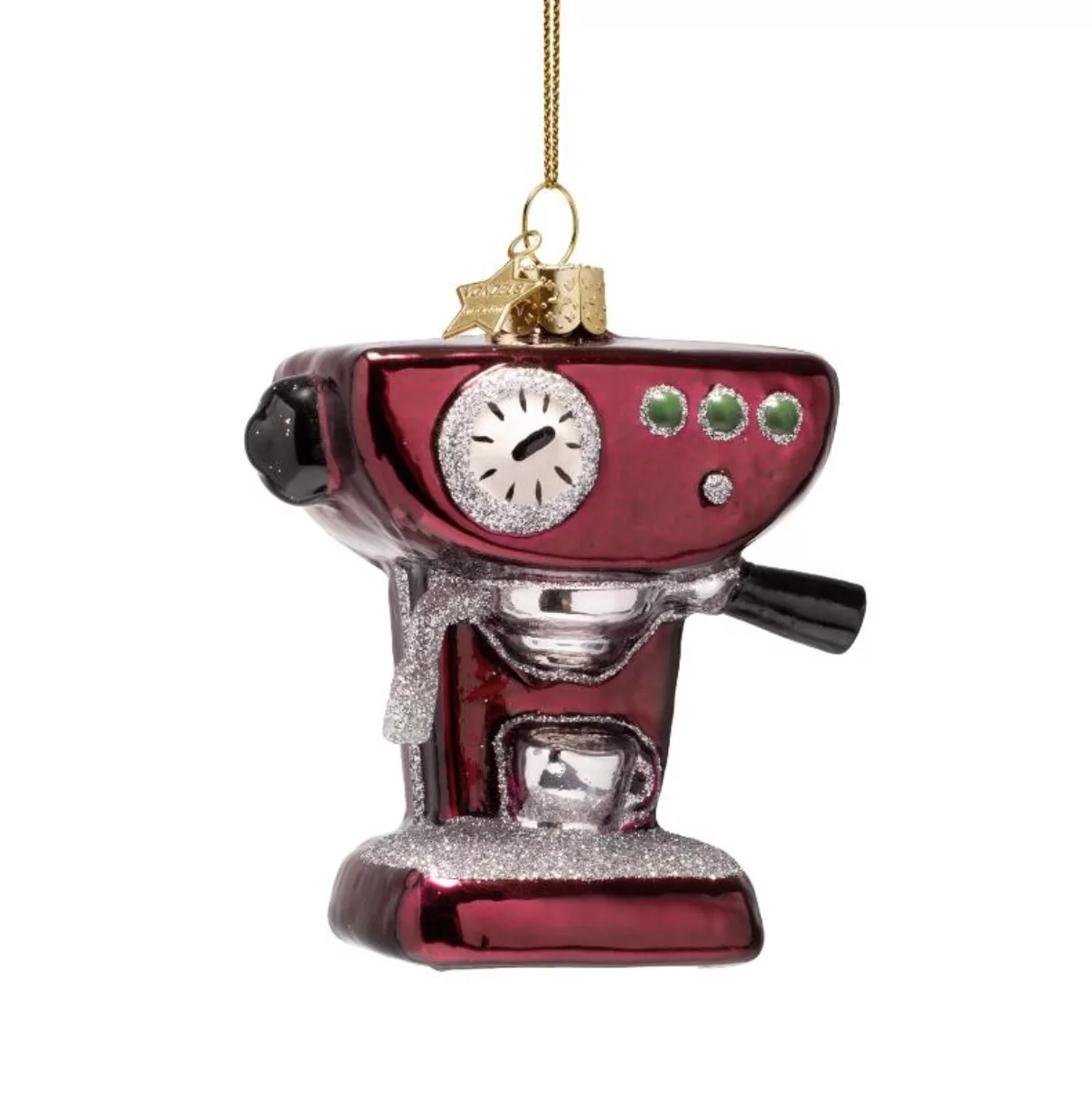 Ornament glass burgundy coffee machine – Image 1