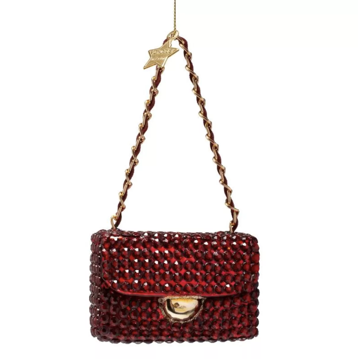 Ornament glass burgundy fashion bag w/diamond allover – Image 1