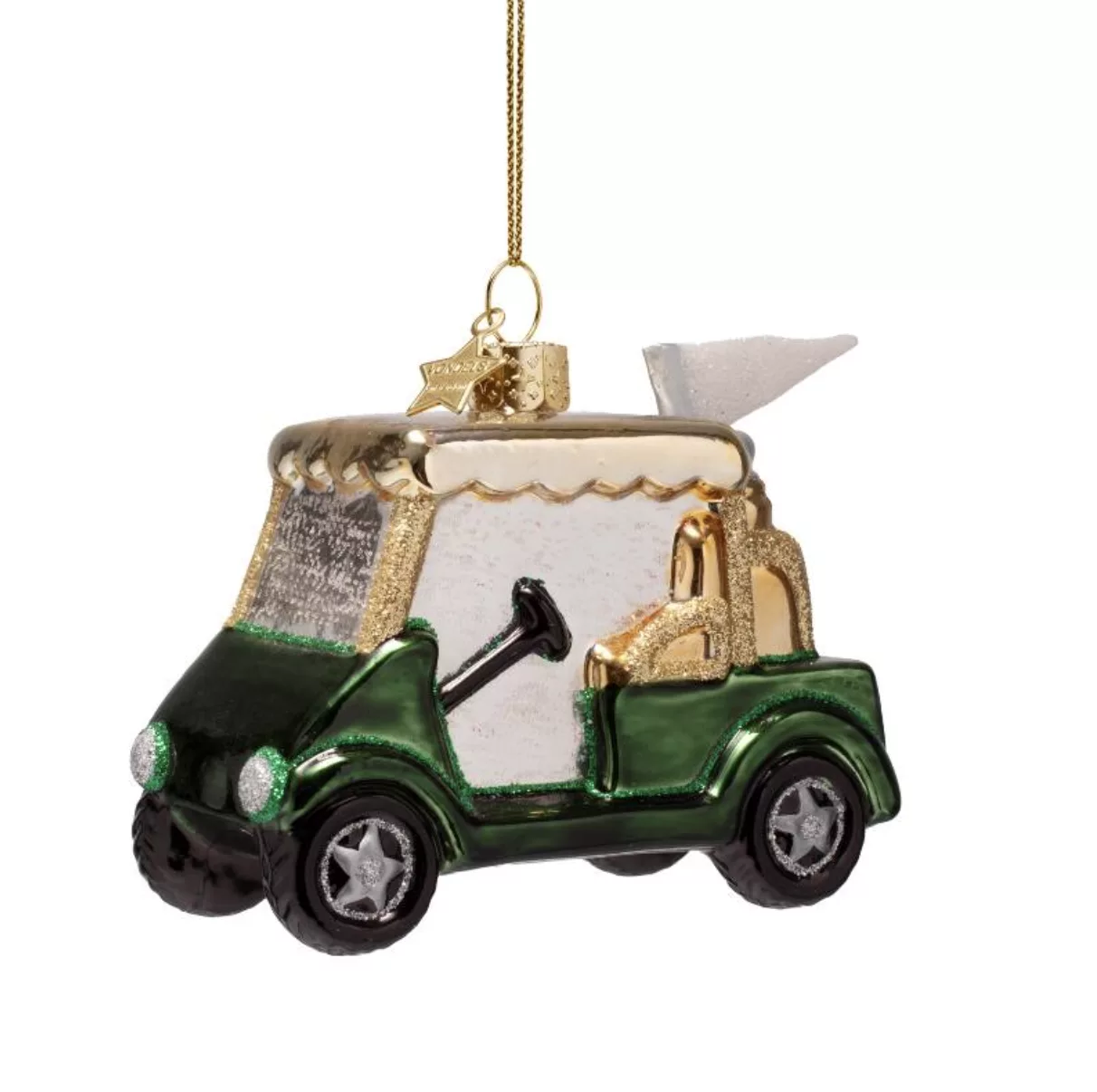 Ornament glass night green golf car – Image 1