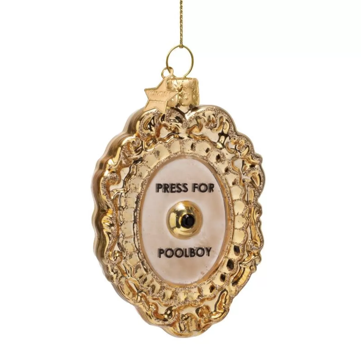 Ornament glass shiny gold press for poolboy button – Image 1