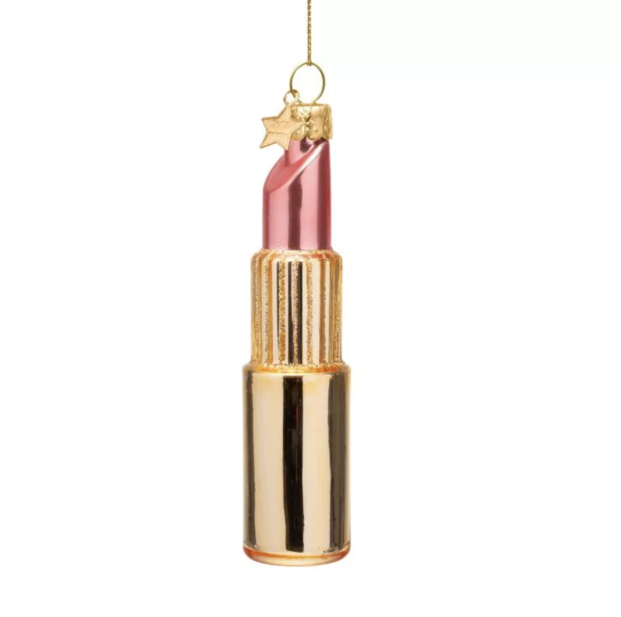 Ornament glass shiny gold/pink lipstick – Image 1