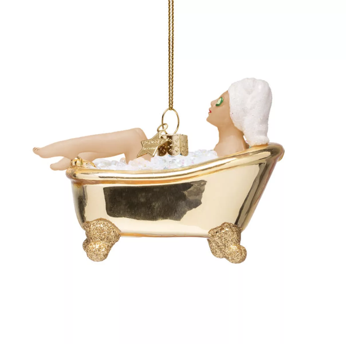 Ornament glass woman in shiny gold bath – Image 1