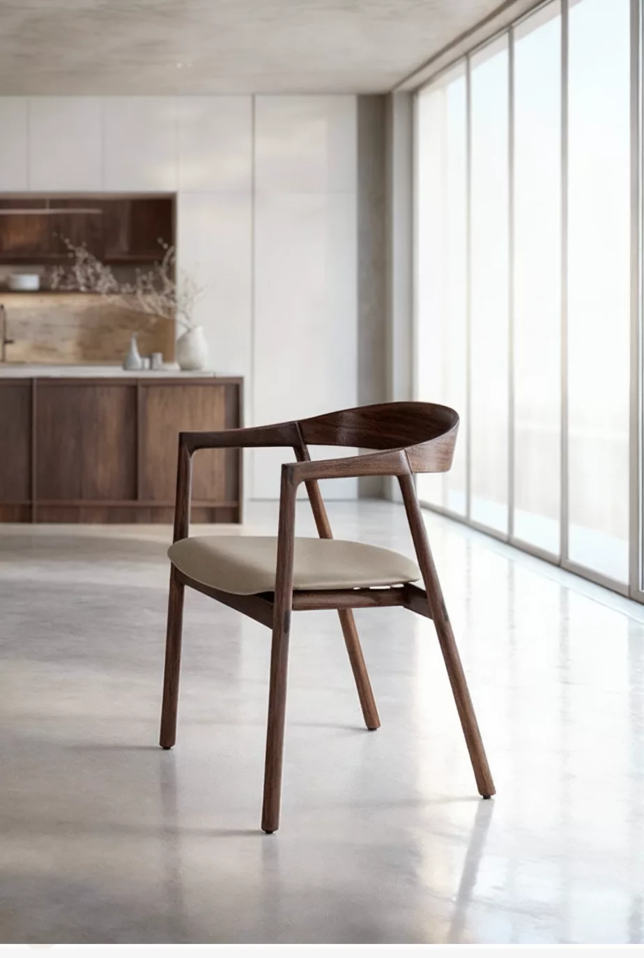 Muna Chair - Walnut - Upholstered Seat – Image 1